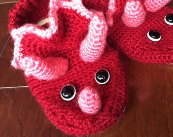 Triceratops: Zapatos de Estambre, Tejidos a Mano, Crochet, Personalizables