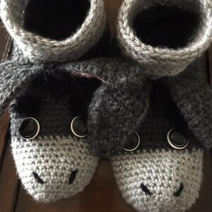 Gray Donkey: Slippers, Handmade, Crochet