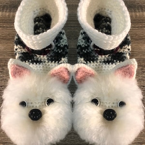 West Highland White Terrier, Westie: Slippers, Handmade, Crochet, Customizable