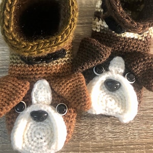 Bulldog: Slippers, Handmade, Crochet