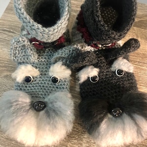 Schnauzer: Slippers, Handmade, Crochet, Customizable