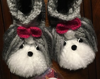 ShihTzu: Slippers, Handmade, Crochet, Customizable