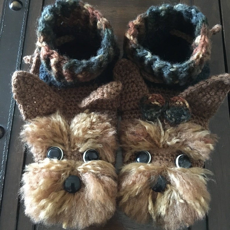 Yorkie Slippers, Handmade, Crochet, Customizable Etsy