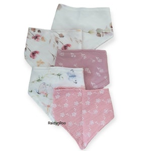 Floral Muslin Baby Bandana Bibs: Adjustable Drool Bib Set