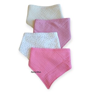Cotton Muslin Baby Bandana Bibs: Adjustable Drool Bib Set