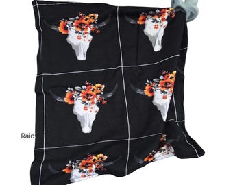 Floral Skulls | Pacifier Lovey | Security Blanket | Cuddle Toy | Baby Binky | Paci Holder