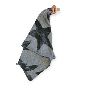 Star Pacifier Lovey: Gray Baby Security Blanket with Snap