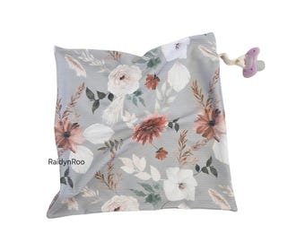 Boho Floral | Baby Lovey | Security Blanket | Cuddle Toy | Baby Binky | Paci Holder | Teething