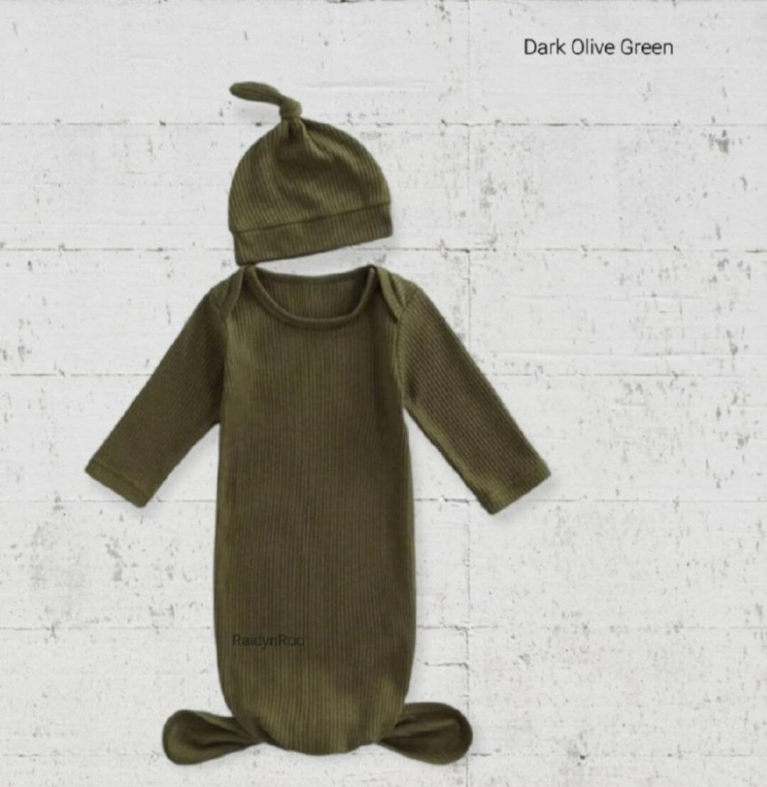 Olive Green Newborn Sleeping Gown Baby Sleeping Gown Baby Etsy