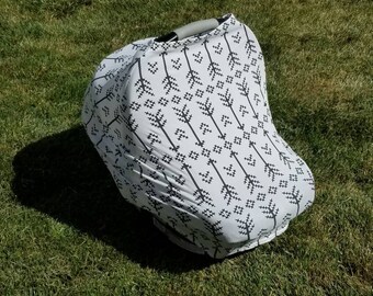 Bl/Wh Arrows || Stretchy 4 in 1 Baby Car Seat Cover || Nursing Cover
