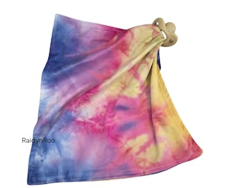 Tie Dye | Pacifier Lovey | Pink Yellow | Security Blanket | Cuddle Toy | Baby Binky | Paci Holder