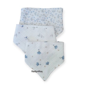 Floral Muslin Baby Bandana Bibs: Adjustable Drool Bib Set
