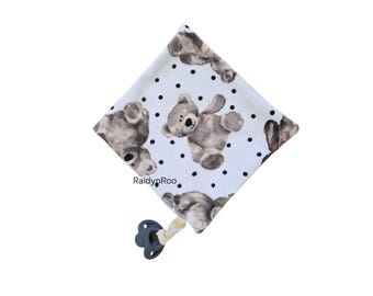 Bear | 9x9 | Baby Lovey | Security Blanket | Cuddle Toy | Paci Holder | Baby Binky | Minky