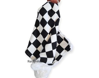 Black White | Checkerboard | Pacifier Lovey | Soft Minky | Security Blanket