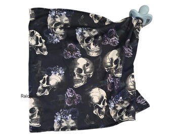 Ribbed Skulls Baby Lovey | Baby Binky | Paci Holder | Cuddle Toy | Security Blanket