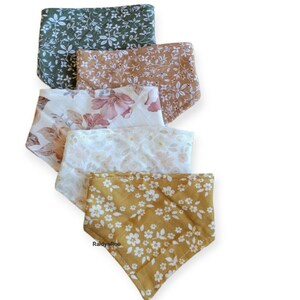 Floral Muslin Baby Bandana Bibs: Adjustable Drool Bib Set