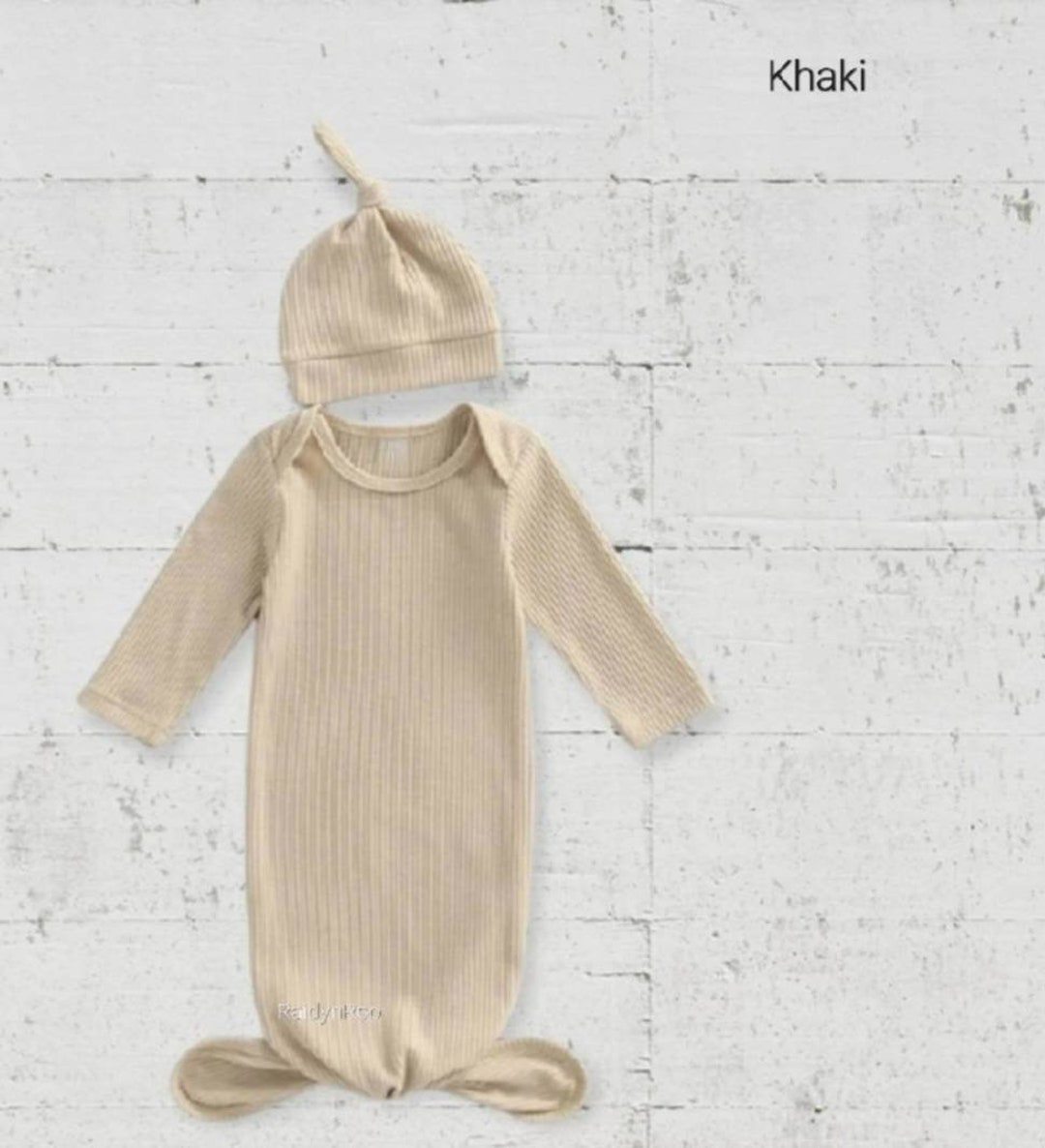 Khaki Newborn Sleeping Gown, Baby Sleeping Gown, Baby Boy, Baby Girl