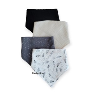 Muslin Baby Bandana Bibs: Set of 4 Cotton Gauze Dribble Bibs