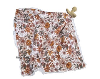 Floral Baby Lovey | Security Blanket | Baby Binky | Paci Holder | Cuddle Toy | Minky