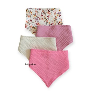 Floral Baby Bandana Bibs: Absorbent Muslin Gauze Drool Bib Set