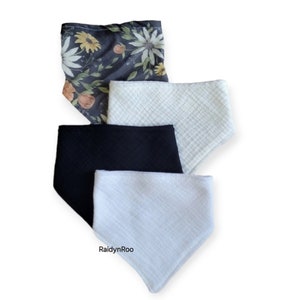 Muslin Baby Bandana Bibs: Set of 4 Cotton Gauze Drool Bibs