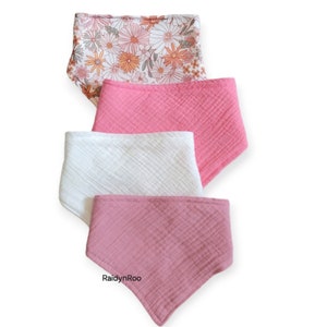 Floral Baby Bandana Bibs: Absorbent Muslin Gauze Drool Bib Set