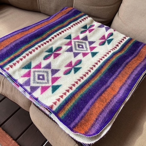 Queen Alpaca Wool Blanket from Ecuador, Wool Blanket, Alpaca Throw, Indigenous blanket, purple blanket