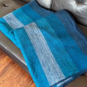 Over-dyed Indigo Blue Alpaca Blanket Throw from Ecuador
