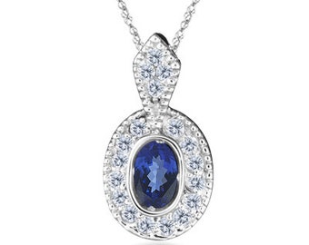 0.18 Cts Diamond and 0.27 Cts Tanzanite Pendant in 14K White Gold