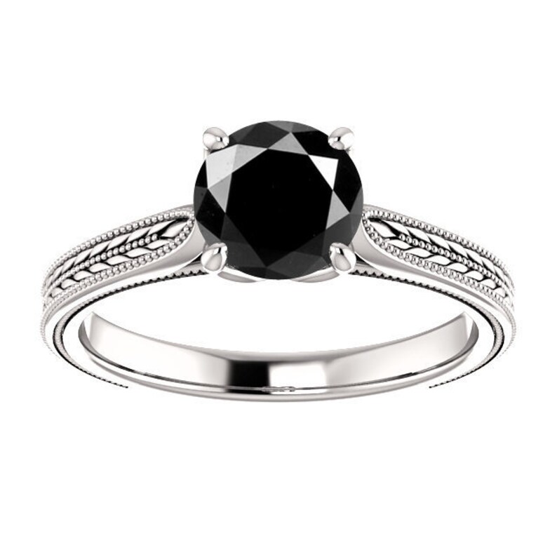 1.25-2.00 Carats 6.5-8 mm Round Black Diamond Solitaire Vintage- 1.25-2.00 Carats 6.5-8 mm Round Black Diamond Solitaire Vintage-