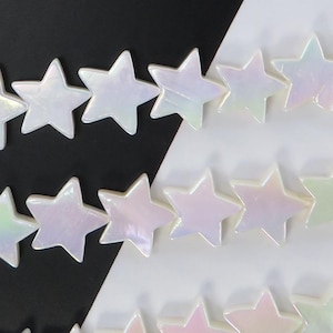 Natural Freshwater Shell Star Shape Beads: Jewelry Making Supply (14-15" Strand)
