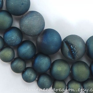 Frosted Druzy Agate Beads: Electroplated Gemstone Beads for Jewelry Making