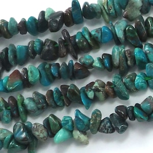 Natural Chrysocolla Chip Beads: Tiny Gemstone Strand for Jewelry Making