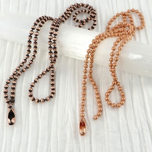 2.4mm Solid Copper Ball Bead Chain Necklace: Antiqued or Bare Copper