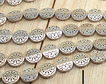 17 pcs Antique Silver Color Flat Round Tibetan Style Alloy Beads | Alloy Spacer Bead | Aprox Size 11mm x 3mm