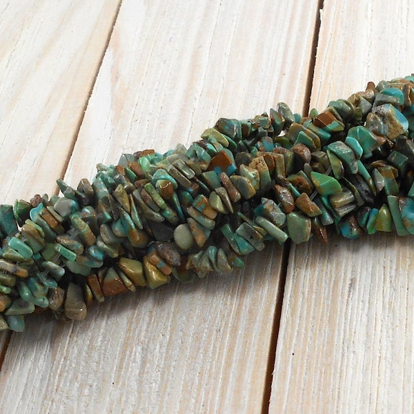 Tiny Howlite Gemstone Chip Beads; 15" Strand | Green and Brown Color | Approximate Size 3-6mm x 3-6mm x 2-4mm| Tiny Chip Beads