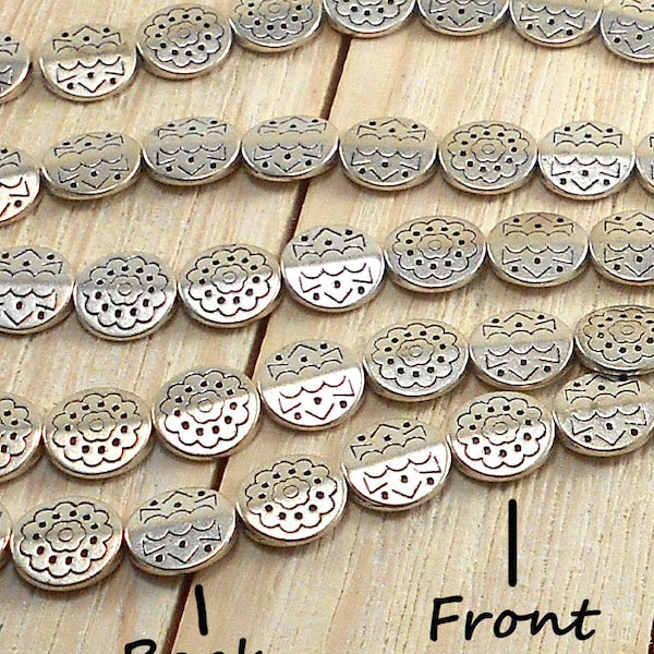 17 pcs Antique Silver Color Flat Round Tibetan Style Alloy Beads | Alloy Spacer Bead | Aprox Size 11mm x 3mm