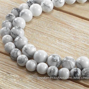 Round Howlite Gemstone Beads: Natural Jewelry Making Supplies (6mm 8mm)