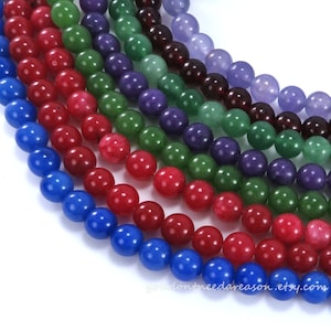 8mm Dyed Jade Beads: Smooth Round Gemstone Beads