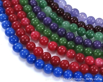 8mm Dyed Jade Beads: Smooth Round Gemstone Beads for Jewelry Making