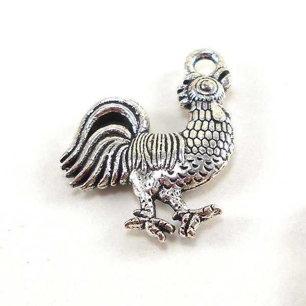 20 pcs Antique Silver Rooster Charm | Antique Silver Tibetan Style Charm | Aprox Size 20 mm x 15 mm x 3 mm