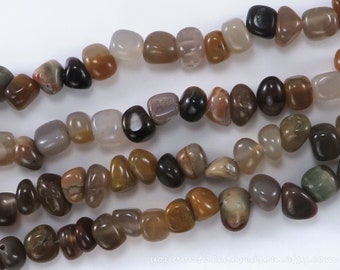 30" Strand of Natural Petrified Wood Pebble/Small Nugget Beads | Natural Brown Gemstone Beads | Approximate size of beads is 5-11x3-8x1-7mm