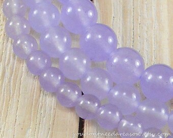 Light Lilac Dyed Malaysia Jade Round Beads | Natural Gemstone Beads | Lilac Gemstone Beads 6mm 8mm 10mm