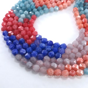 8mm Star Cut Jade Beads: Assorted Colors for Jewelry Making