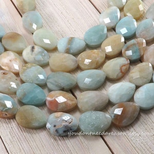 Faceted Teardrop Amazonite Beads for Jewelry Making Natural Gemstone Beads Approximate Size 18x13-13.5x5.5-6mm image 4