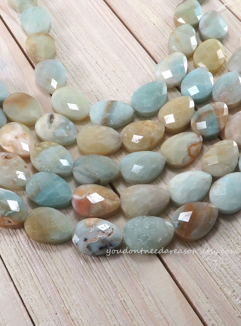 Faceted Teardrop Amazonite Beads for Jewelry Making Natural Gemstone Beads Approximate Size 18x13-13.5x5.5-6mm image 4
