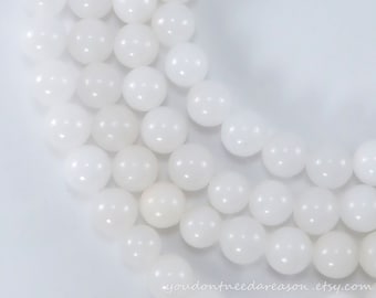 8mm White Jade Beads: Natural Gemstone Jewelry Making Beads