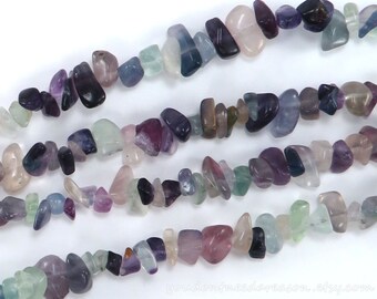 30" Strand of Natural Fluorite Chip Beads | Gemstone Chips for Jewelry Making | Approximate size of chips is 5-8x5-8mm
