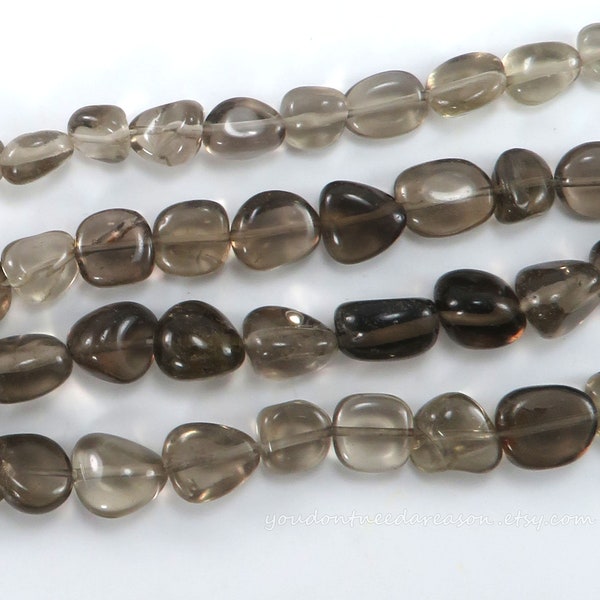 Natural Smoky Quartz Tumbled Nugget Gemstone Beads for Jewelry Making | Approximate Size: Bead 5-11x5-8x3-6mm; Hole 0.8mm; Strand Length 15"