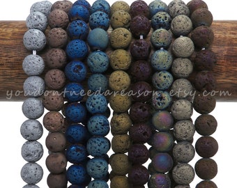 8mm Plated Lava Beads | Colorful Lava Stone Beads | Aprox size is 8-8.5mm | Lava Beads for Jewelry Making